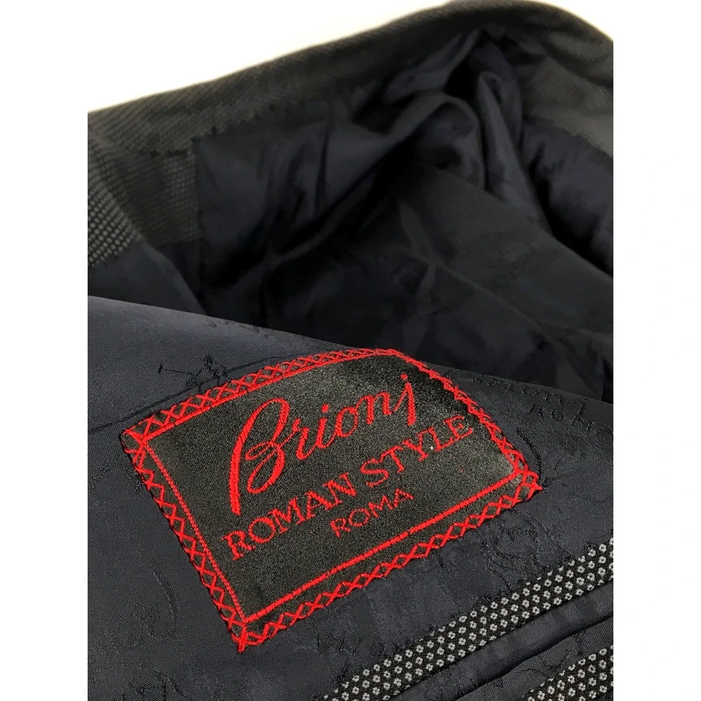 40R-41R Brioni Italy Roma Mens 2 Bttn Vtg 100% Wool Blazer Birdseye Pencil Gray